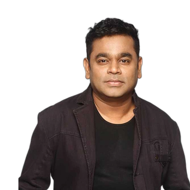 AR Rahman wearing a black jacket and black shirt