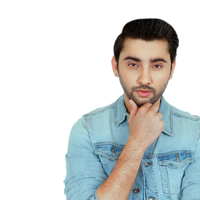 Amanat Ali Khan wearing a light blue denim jacket