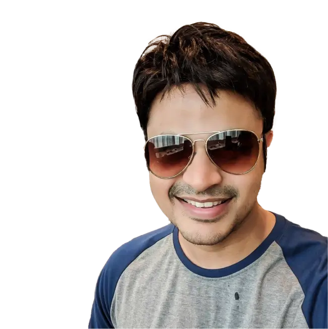 Gaurav Dagaonkar smiling while wearing sunglasses and a casual T-shirt