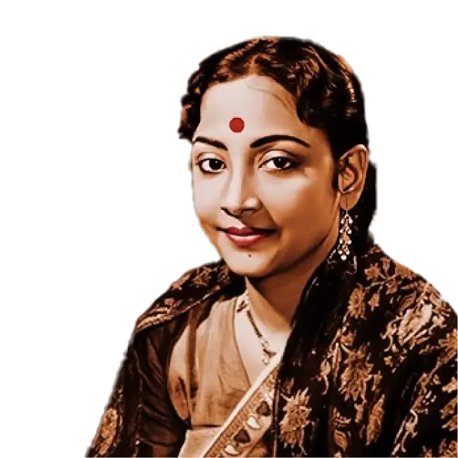 Geeta Dutt, legendary Indian playback singer, wearing traditional attire with a bindi on her forehead.