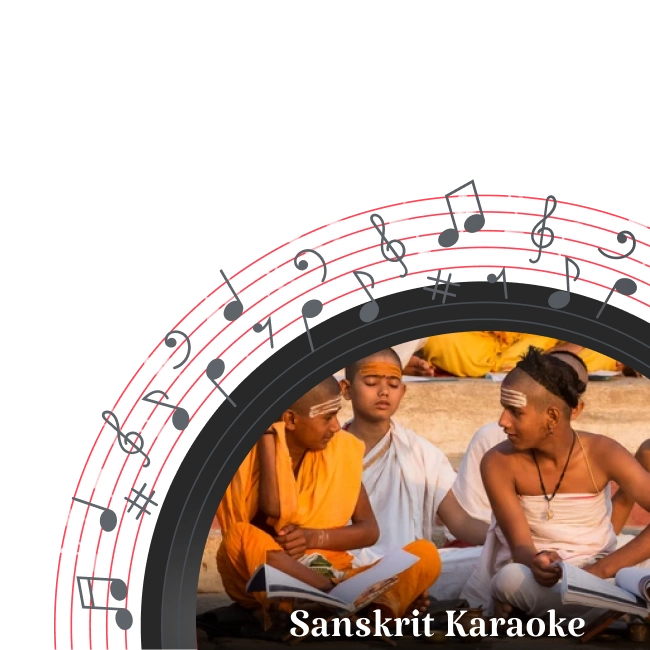 Group of students in traditional attire reading book image for sanskrit karaoke category